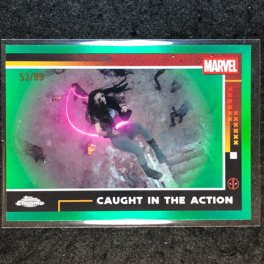 2025 Topps Chrome Deadpool CAUGHT IN THE ACTION Green 53/99 #84