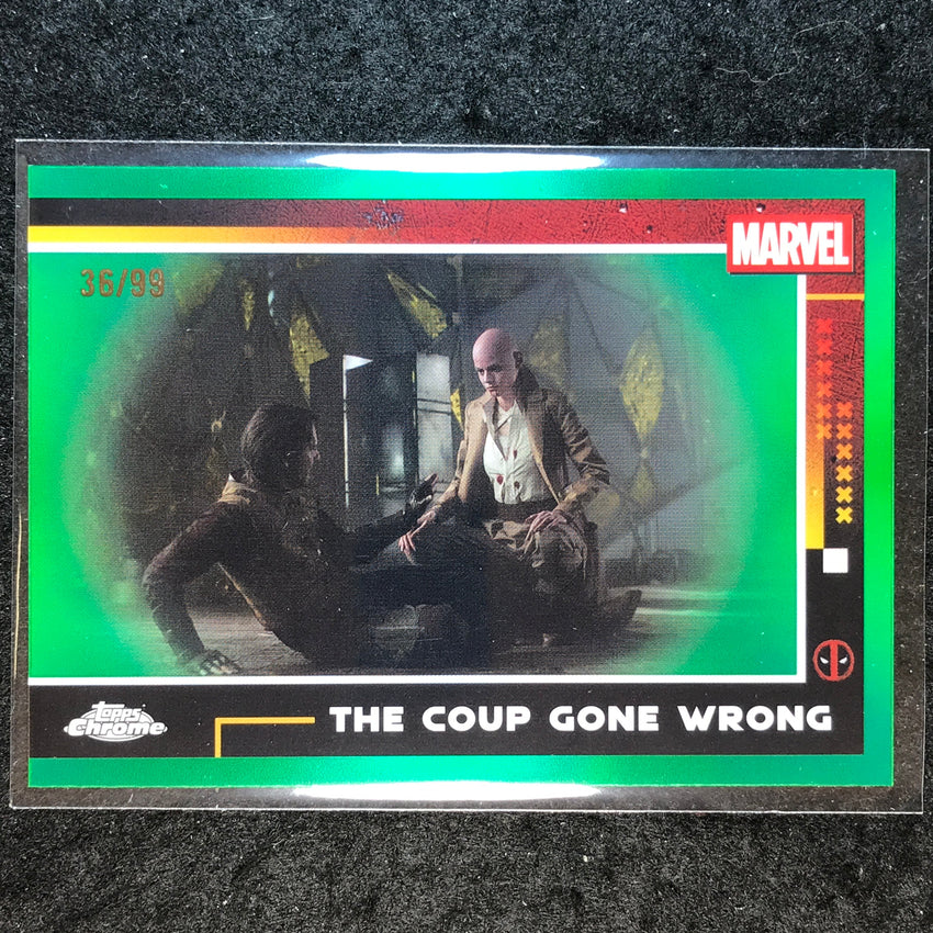 2025 Topps Chrome Deadpool THE COUP GONE WRONG Green 36/99 #86