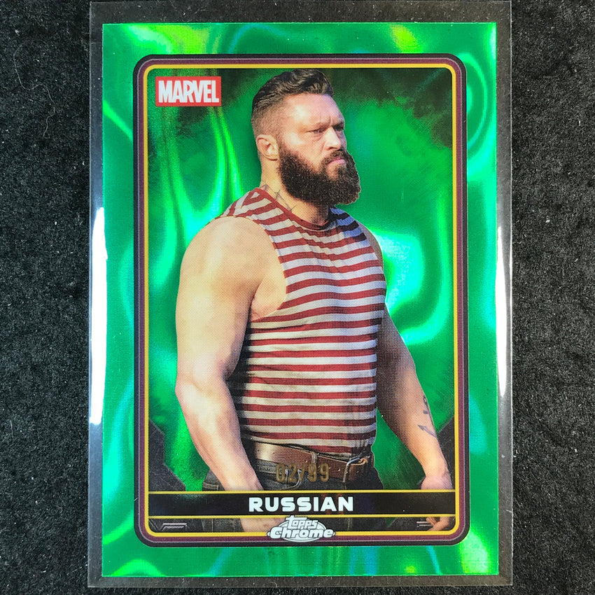 2025 Topps Chrome Deadpool RUSSIAN Characters Green Lava 2/99 #34