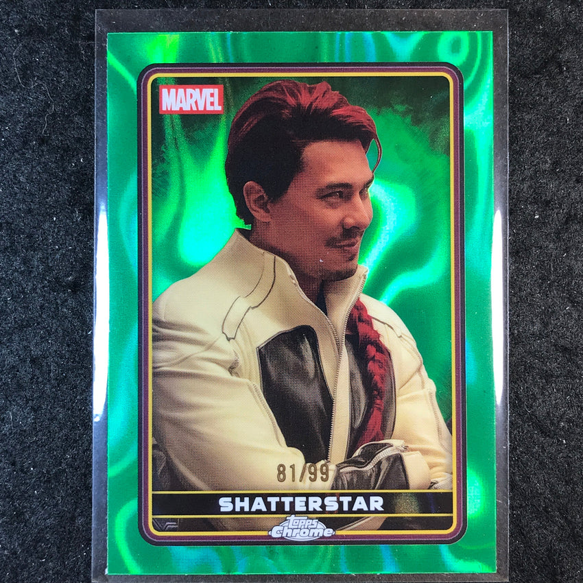 2025 Topps Chrome Deadpool SHATTERSTAR Characters Green Lava 81/99 #44