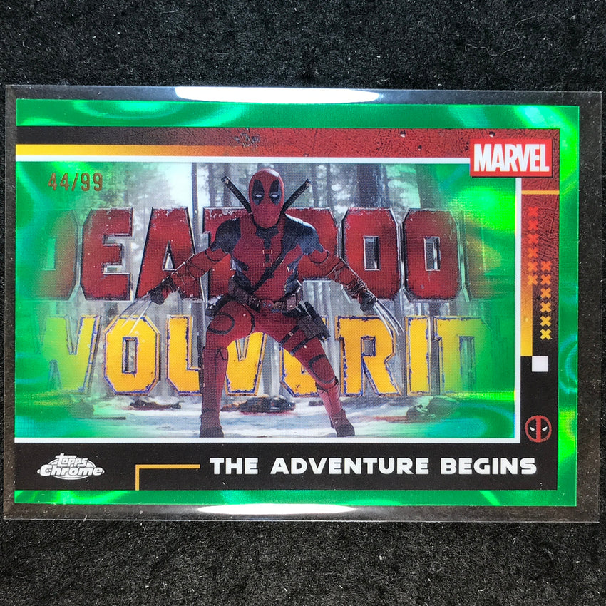 2025 Topps Chrome Deadpool THE ADVENTURE BEGINS Green Lava 44/99 #47
