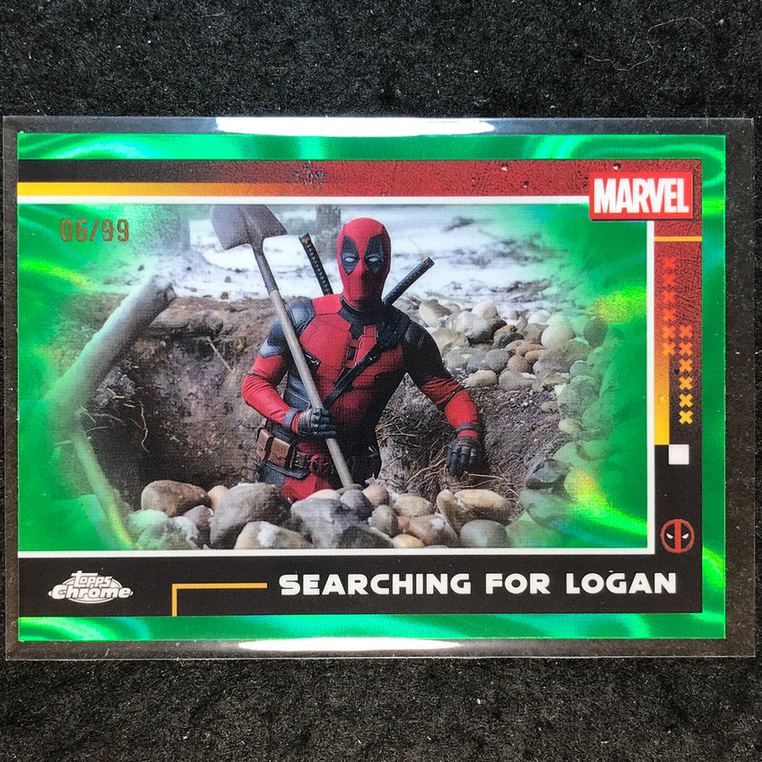 2025 Topps Chrome Deadpool SEARCHING FOR LOGAN Green Lava 6/99 #48