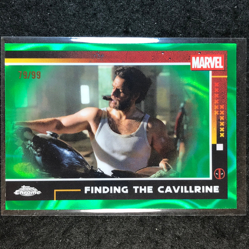 2025 Topps Chrome Deadpool FINDING THE CAVILLRINE Green Lava 79/99 #61