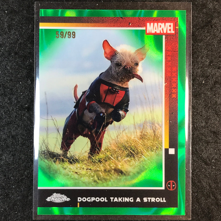 2025 Topps Chrome Deadpool DOGPOOL TAKING A STROLL Green Lava 59/99 #73