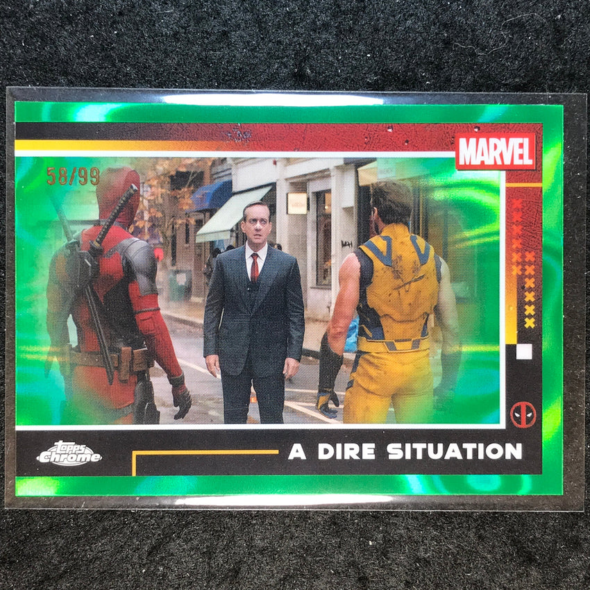 2025 Topps Chrome Deadpool A DIRE SITUATION Green Lava 58/99 #92