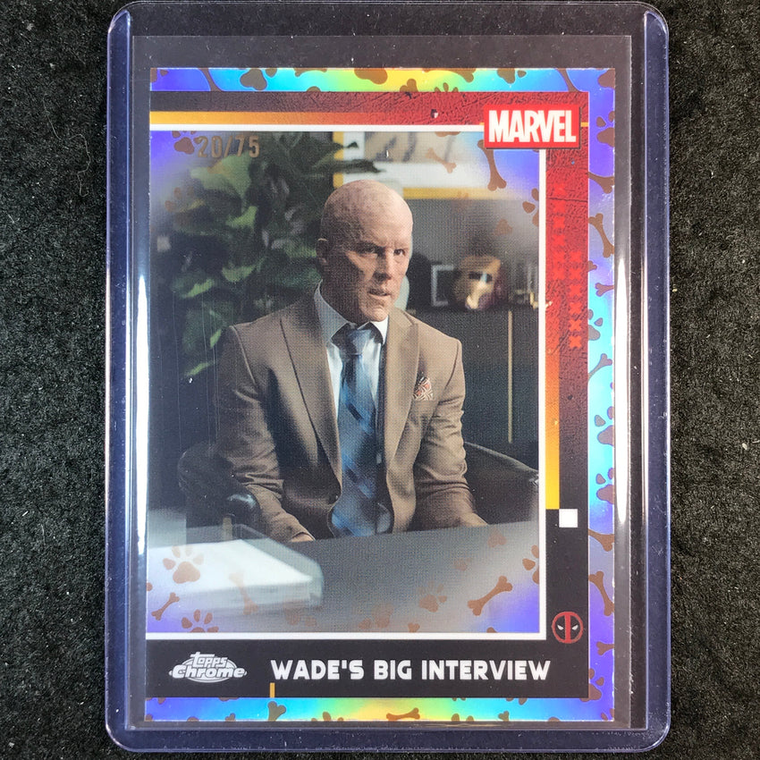 2025 Topps Chrome Deadpool WADE'S BIG INTERVIEW Dogpool Refractor 20/75 #55
