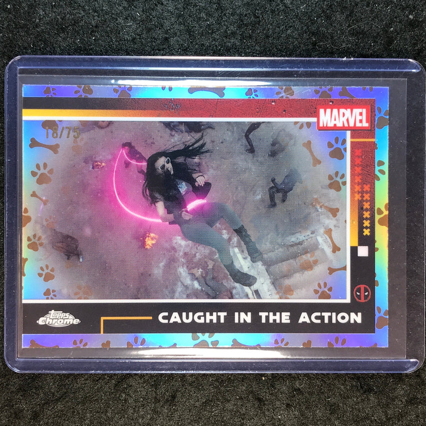 2025 Topps Chrome Deadpool CAUGHT IN THE ACTION Dogpool Refractor 18/75 #84