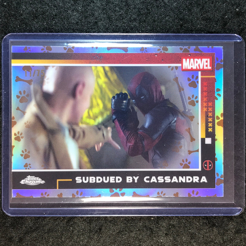 2025 Topps Chrome Deadpool SUBDUED BY CASSANDRA Dogpool Refractor 11/75 #85