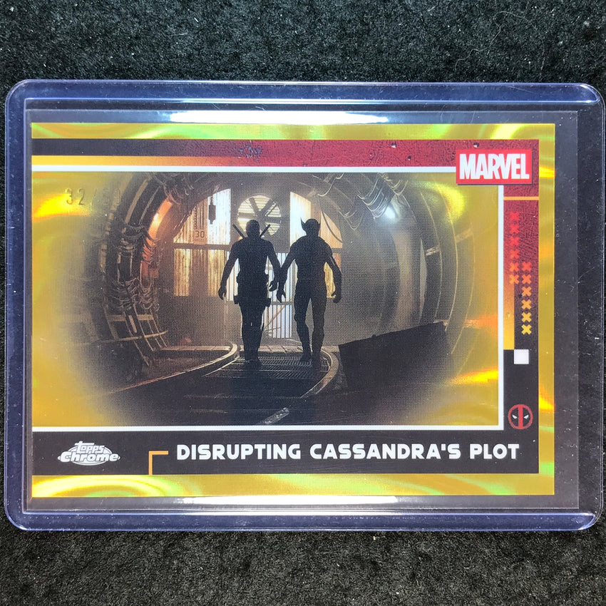 2025 Topps Chrome Deadpool DISRUPTING CASSANDRA'S PLOT Gold Lava 32/50 #100