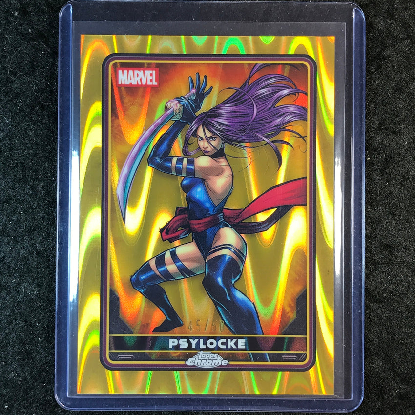 2025 Topps Chrome Deadpool PSYLOCKE Comic Accurate Gold RayWave 45/50 #8