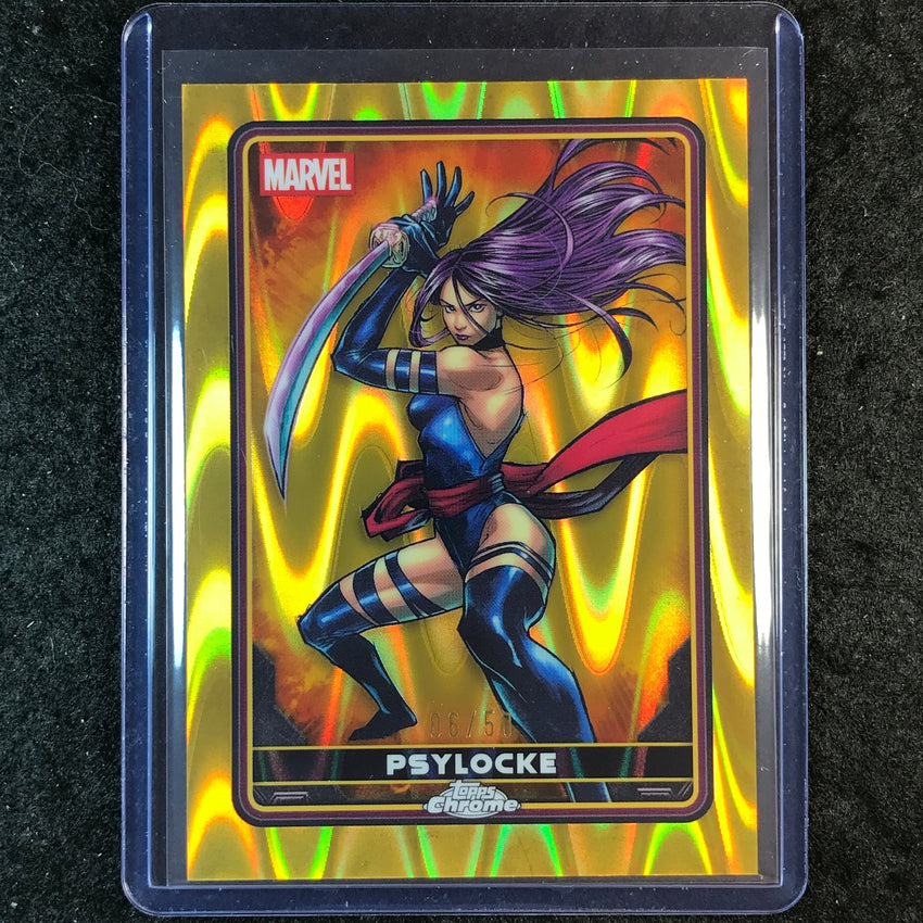 2025 Topps Chrome Deadpool PSYLOCKE Comic Accurate Gold RayWave 6/50 #8