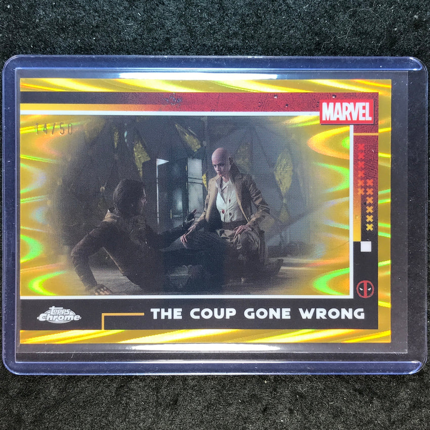 2025 Topps Chrome Deadpool THE COUP GONE WRONG Gold RayWave 14/50 #86