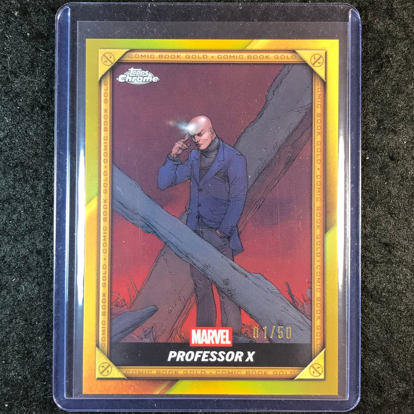 2025 Topps Chrome Deadpool PROFESSOR X Comic Book Gold Gold 1/50 #19