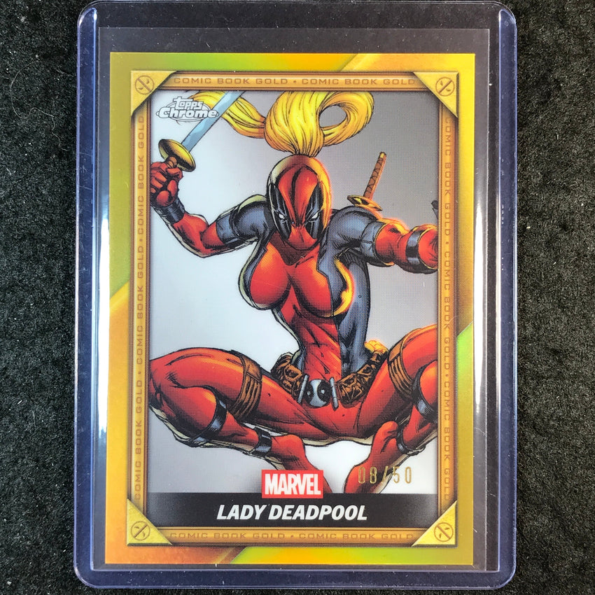 2025 Topps Chrome Deadpool LADY DEADPOOL Comic Book Gold Gold 8/50 #20