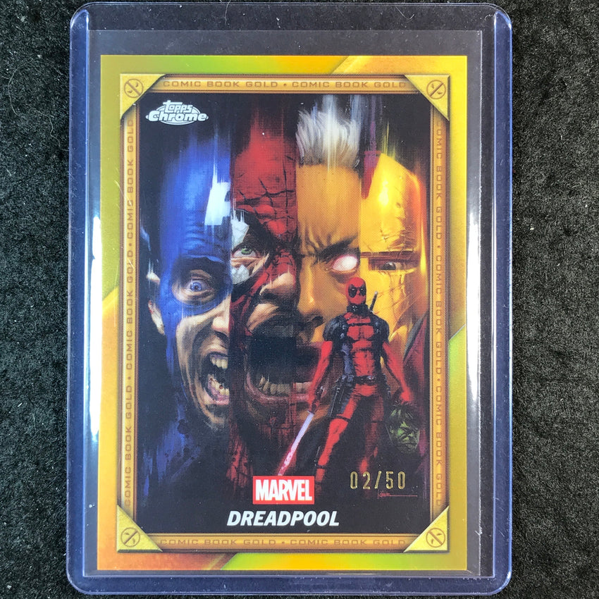 2025 Topps Chrome Deadpool DREADPOOL Comic Book Gold Gold 2/50 #28