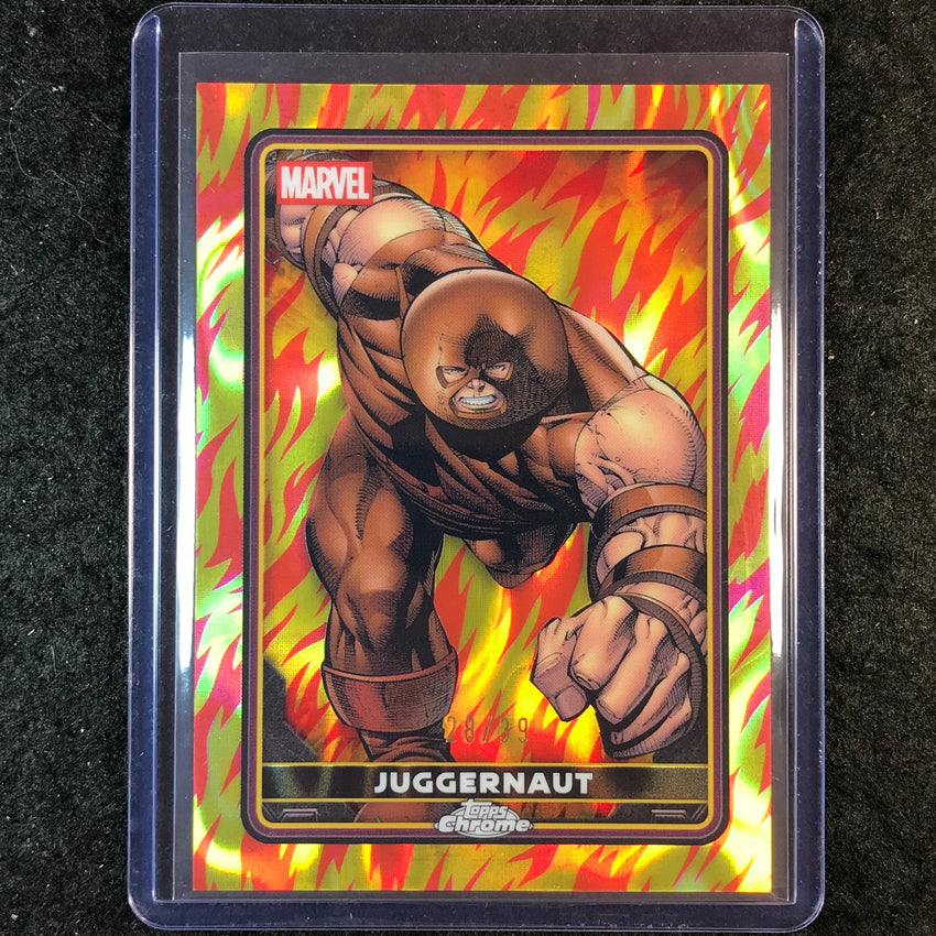 2025 Topps Chrome Deadpool JUGGERNAUT Comic Accurate Human Torch Lava 28/39 #9