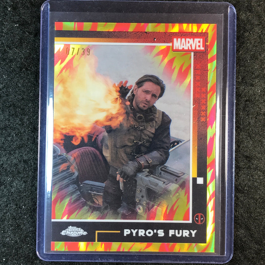 2025 Topps Chrome Deadpool PYRO'S FURY Human Torch Lava 7/39 #68