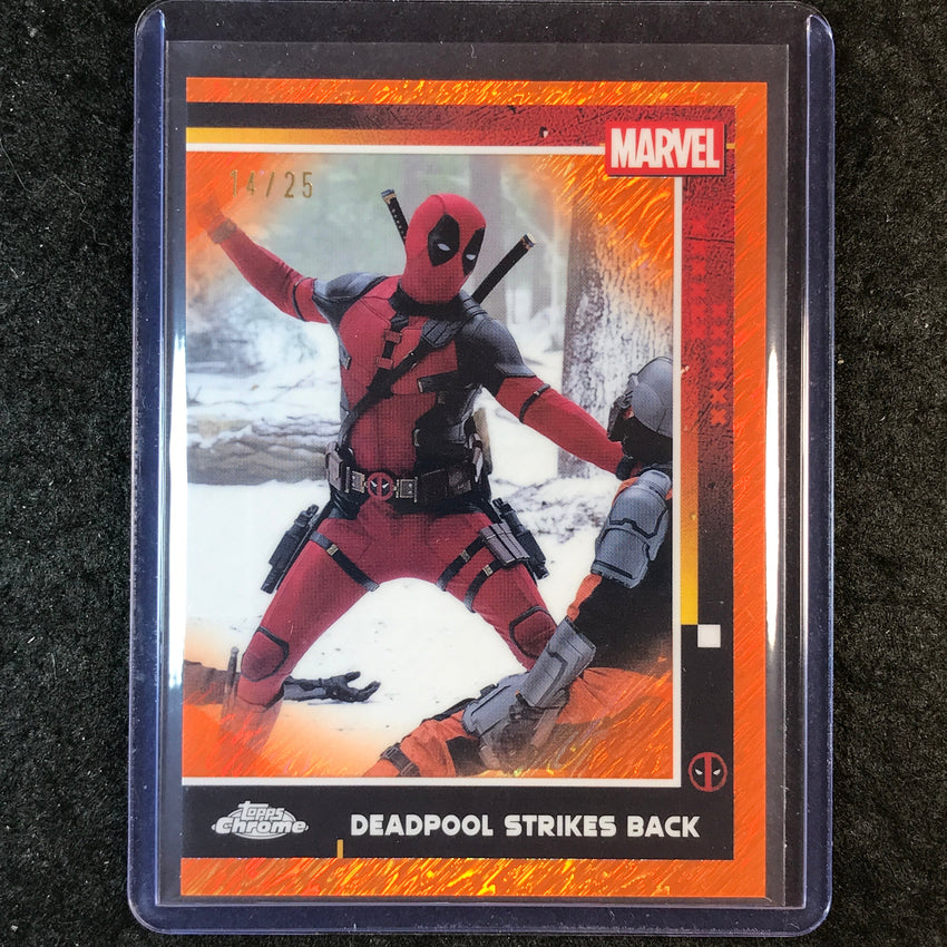 2025 Topps Chrome Deadpool DEADPOOL STRIKES BACK Orange Shimmer 14/25 #51