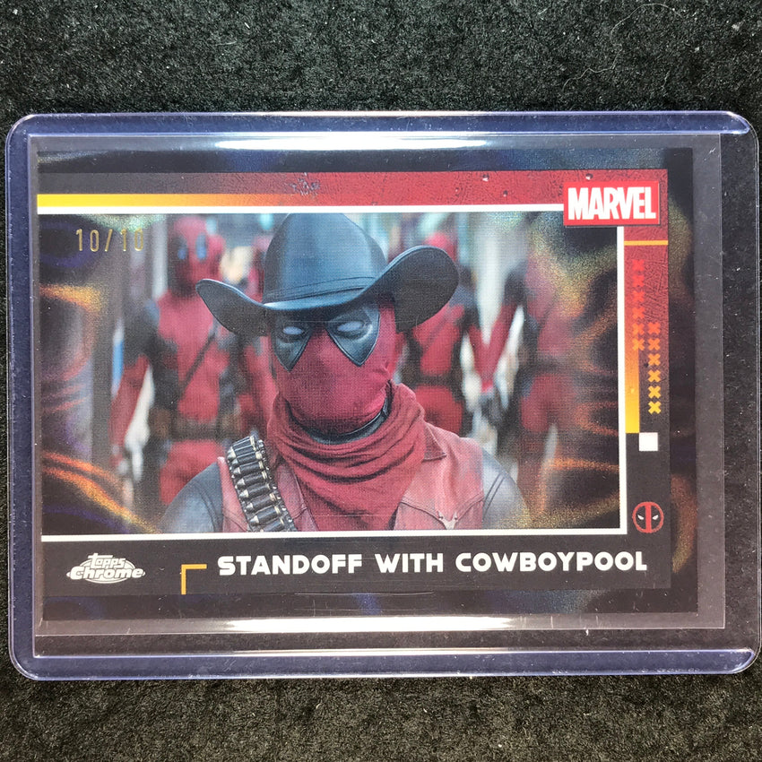2025 Topps Chrome Deadpool STANDOFF WITH COWBOYPOOL Black Lava 10/10 #93