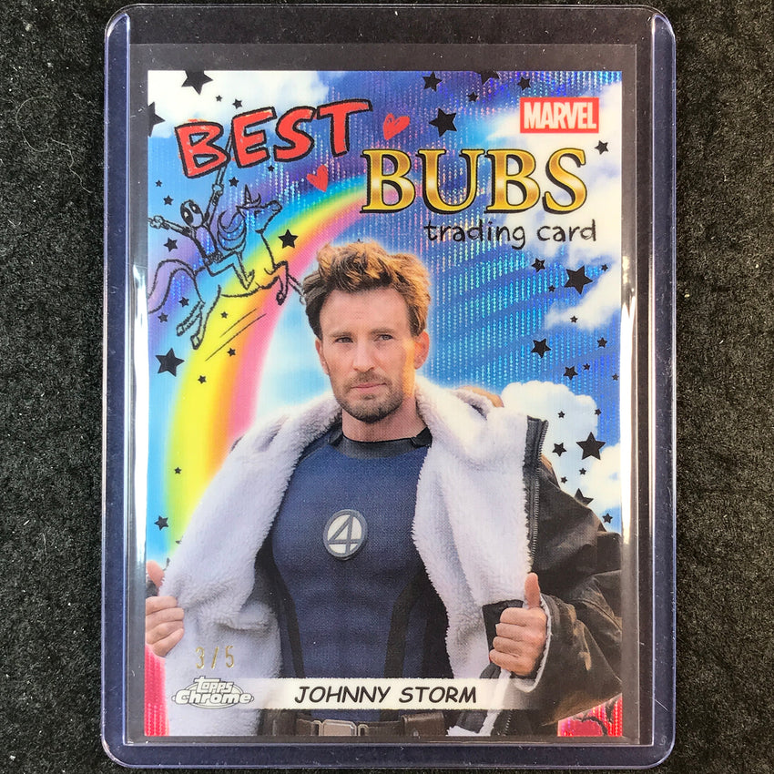 2025 Topps Chrome Deadpool JOHNNY STORM Best Bubs SSP Red and Black Wave 3/5 #10