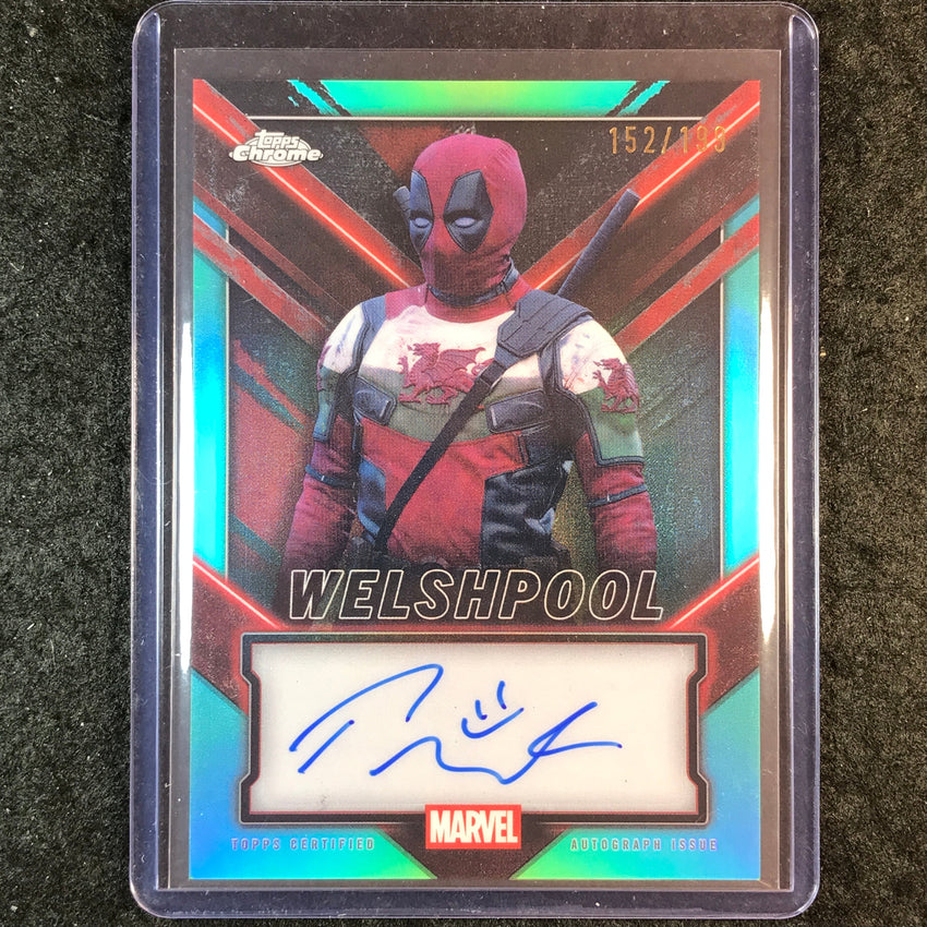 2025 Topps Chrome Deadpool PAUL MULLIN AS WELSHPOOL Chrome Auto Aqua 152/199