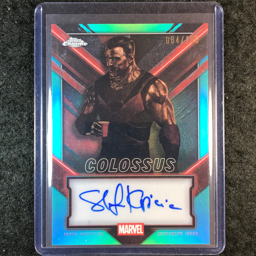 2025 Topps Chrome Deadpool STEFAN KAPICIC AS COLOSSUS Chrome Auto Aqua 84/199
