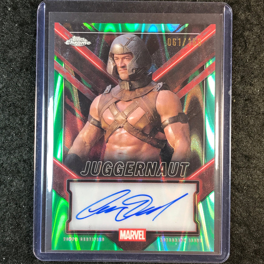 2025 Topps Chrome Deadpool AARON W. REED AS JUGGERNAUT Auto Green Aqua 61/150