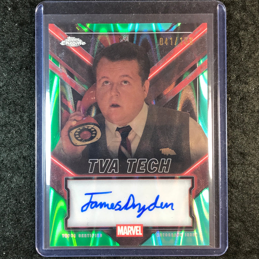 2025 Topps Chrome Deadpool JAMES DRYDEN TVA TECH Chrome Auto Green Aqua 41/150