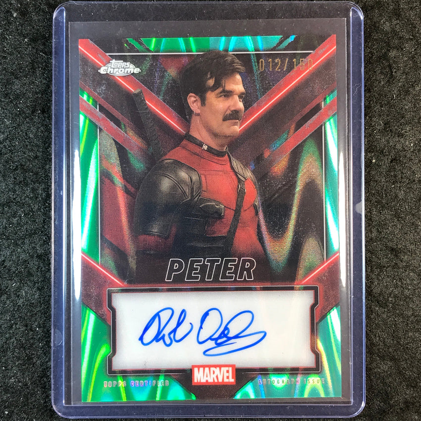 2025 Topps Chrome Deadpool ROB DELANEY PETER Chrome Auto Green Aqua 12/150