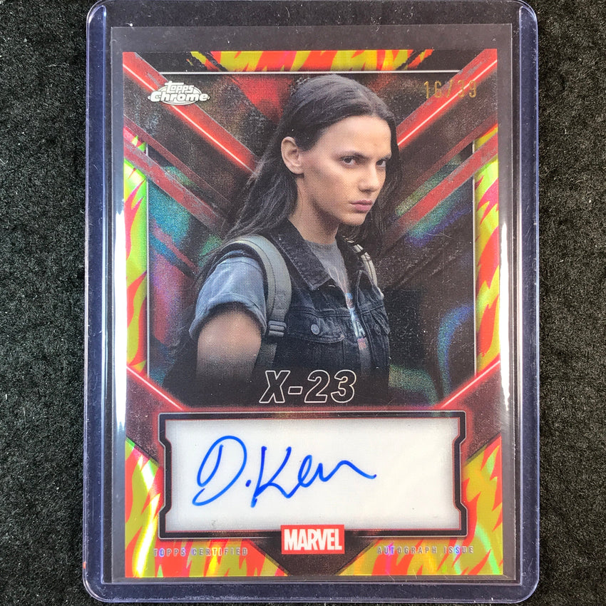 2025 Topps Chrome Deadpool DAFNE KEEN AS X-23 Chrome Auto Human Torch Lava 16/39