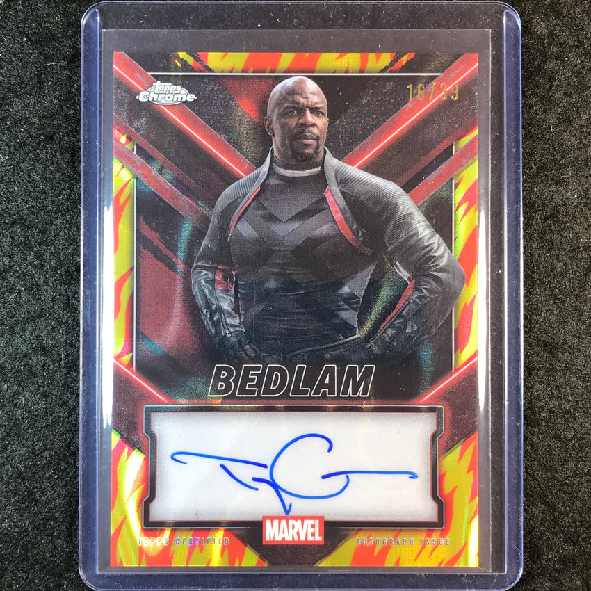 2025 Topps Chrome Deadpool TERRY CREWS BEDLAM Chrome Auto Human Torch Lava 16/39