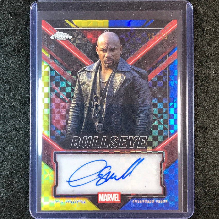 2025 Topps Chrome Deadpool CURTIS SMALL BULLSEYE Chrome Auto Yellow Blue 15/15