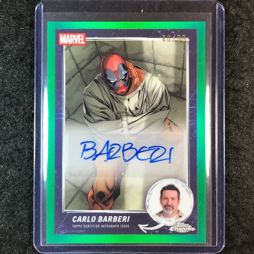 2025 Topps Chrome Deadpool CARLO BARBERI Comic Book Artist Auto Green 40/99