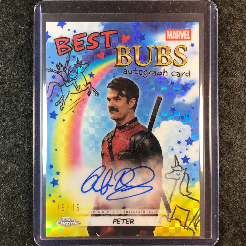 2025 Topps Chrome Deadpool ROB DELANEY PETER Best Bubs Auto Yellow Blue 15/15