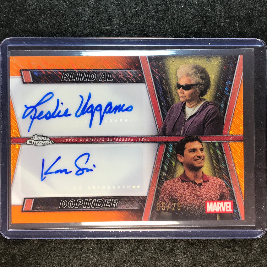 2025 Topps Chrome Deadpool LESLIE UGGAMS ROB DELANEY PETER Dual Auto Orange 5/25