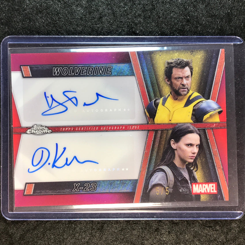 2025 Topps Chrome Deadpool HUGH JACKMAN WOLVERINE DAFNE KEEN Dual Auto Red 5/5