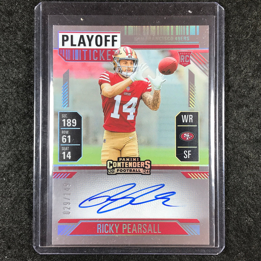 2024 Contenders Football RICKY PEARSALL RPS Rookie Playoff Ticket Auto 29/149