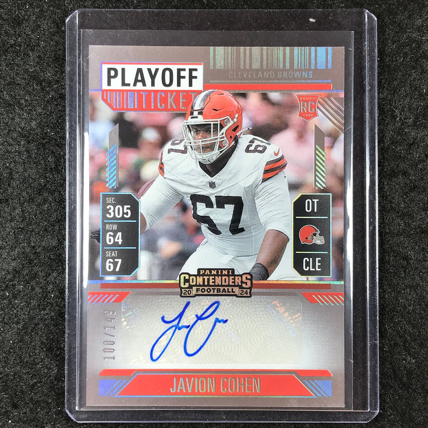 2024 Contenders Football JAVION COHEN Rookie Playoff Ticket Auto 100/149 #290
