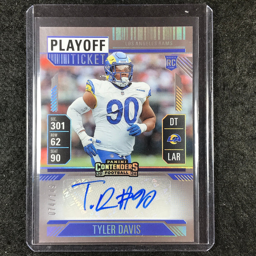 2024 Contenders Football TYLER DAVIS Rookie Playoff Ticket Auto 74/149 #291