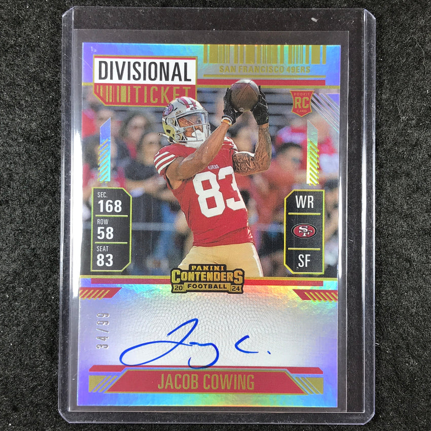 2024 Contenders Football JACOB COWING RPS Rookie Divisional Ticket Auto 34/99