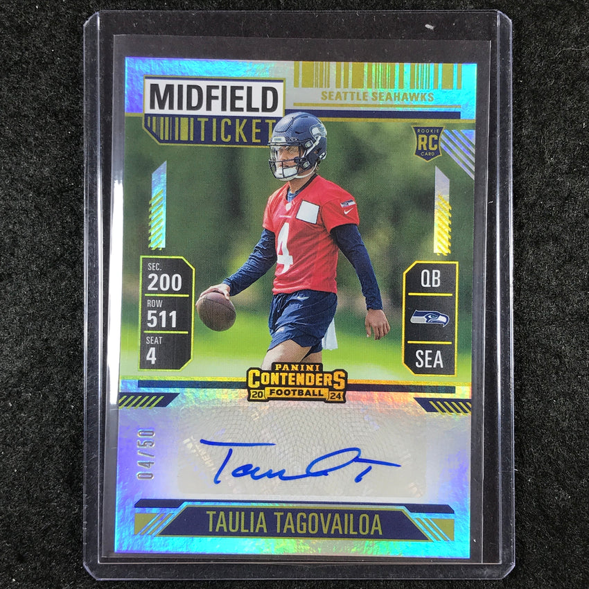 2024 Contenders Football TAULIA TAGOVAILOA Rookie Midfield Ticket Auto 4/50 #143