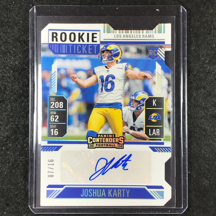 2024 Contenders Football JOSHUA KARTY Rookie Ticket Stub Auto 7/16 #245