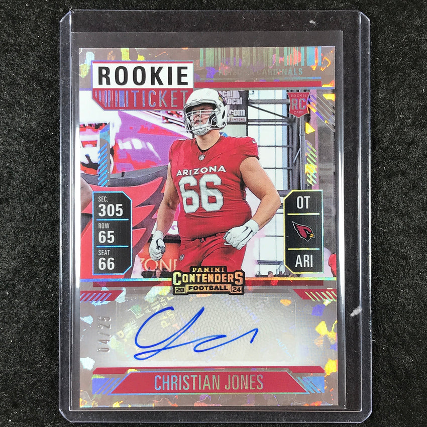 2024 Contenders Football CHRISTIAN JONES Rookie Ticket Auto Cracked Ice 4/25