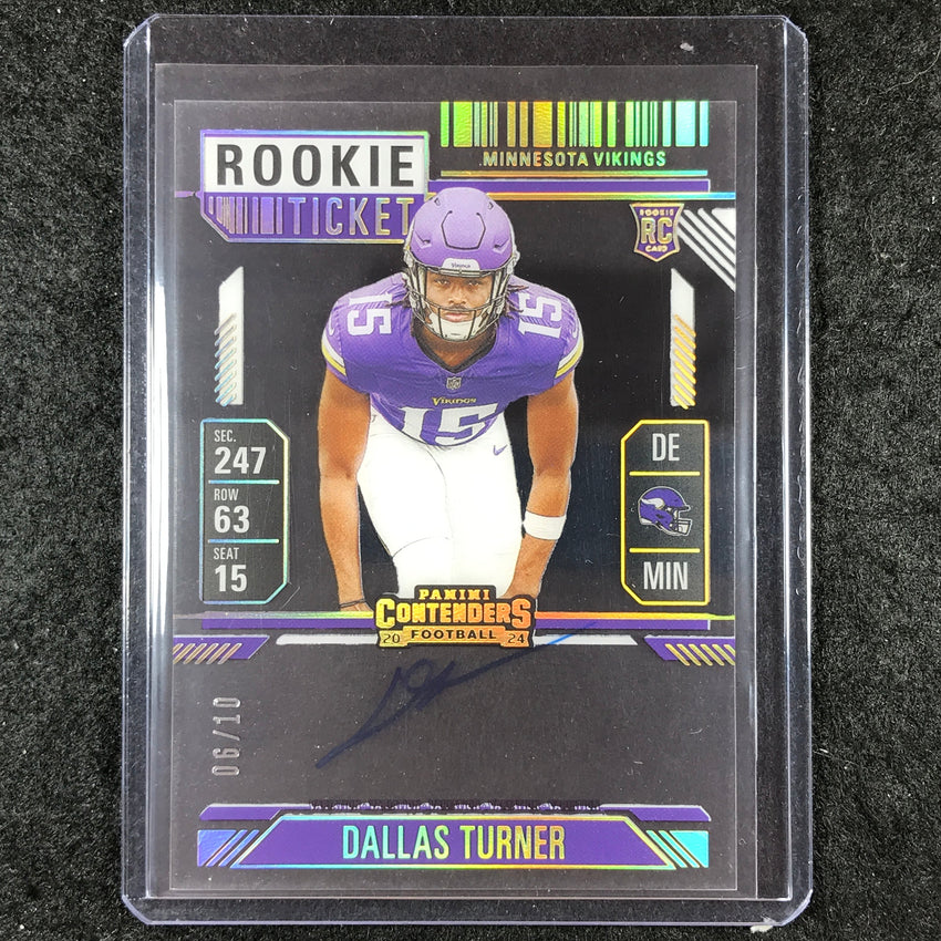 2024 Contenders Football DALLAS TURNER RPS Rookie Clear Ticket Auto 6/10 #123