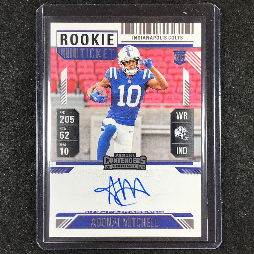 2024 Contenders Football ADONAI MITCHELL RPS Rookie Ticket Auto Variation #108