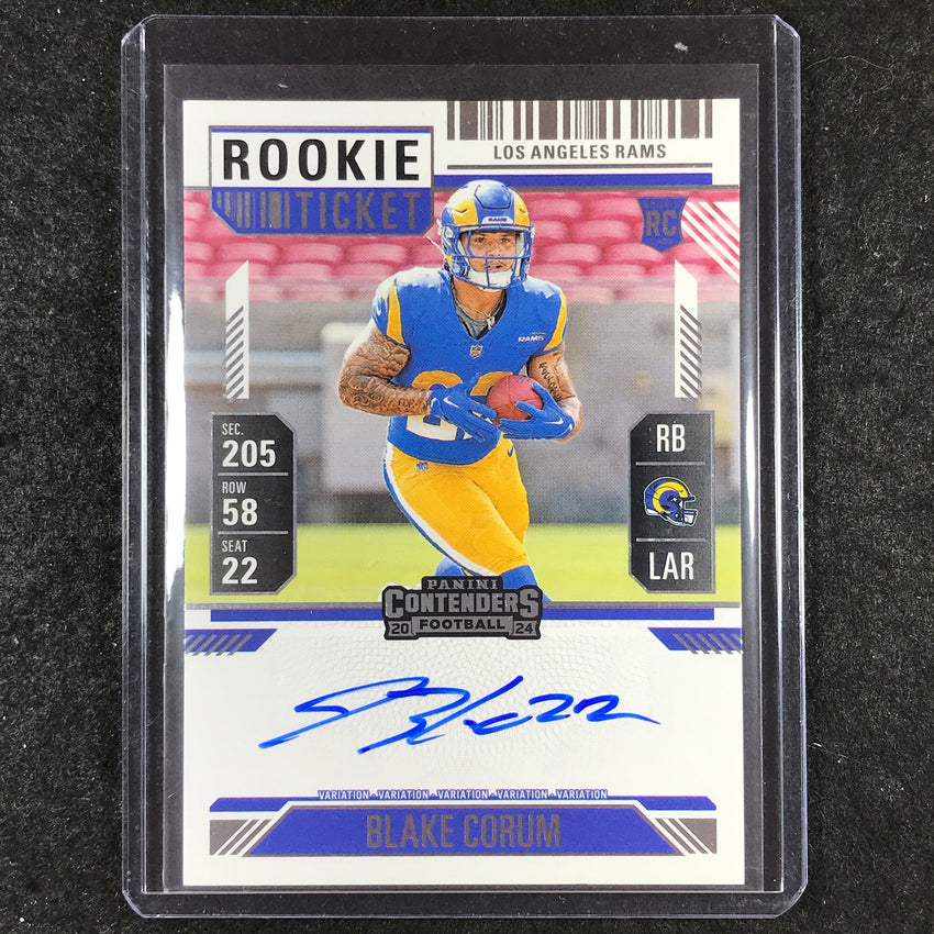 2024 Contenders Football BLAKE CORUM RPS Rookie Ticket Auto Variation #112