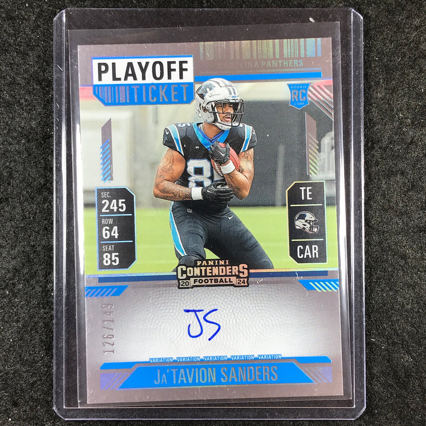 2024 Contenders JA'TAVION SANDERS Rookie Playoff Ticket Auto Variation 126/149