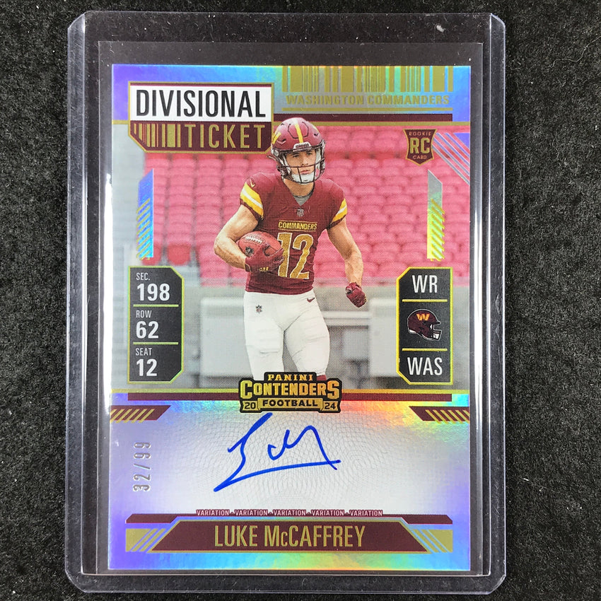 2024 Contenders LUKE MCCAFFREY RPS Rookie Divisional Ticket Auto Variation 32/99