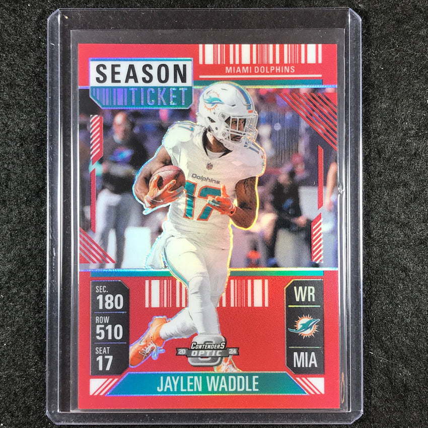 2024 Contenders Optic Football JAYLEN WADDLE Season Ticket Red 143/199 #35