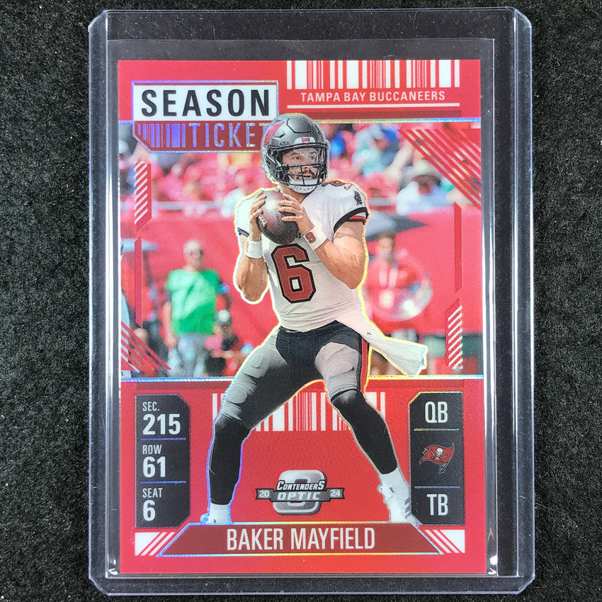 2024 Contenders Optic Football BAKER MAYFIELD Season Ticket Red 17/199 #52